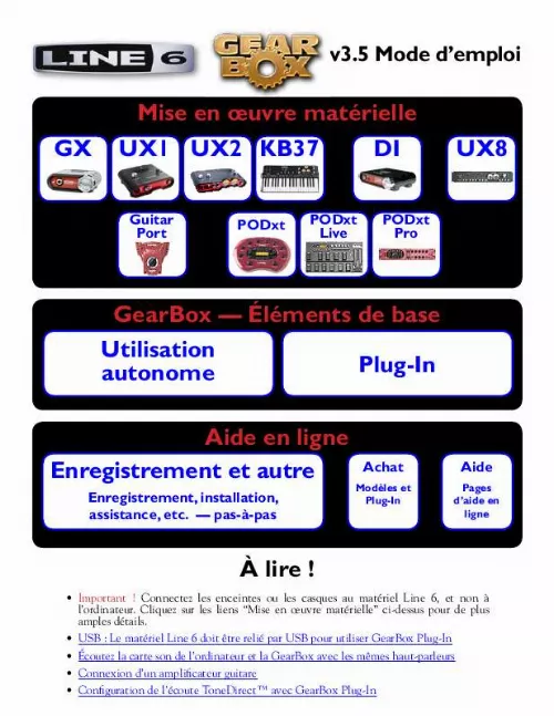 Notice LINE 6 GEARBOX 3.5 gps Trouver une solution à un problème LINE